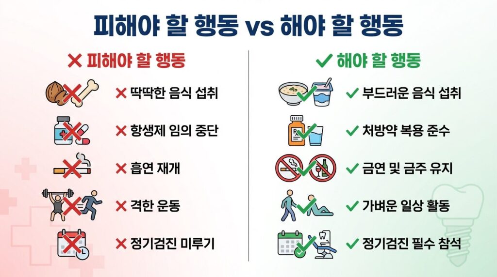 임플란트 회복 중 해야 할 것과 하면 안 될 것
